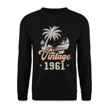Birthday 1961 Palm Trees - Unisex Sweatshirt - black - Front - Alina (178cm) & Michal (187cm)