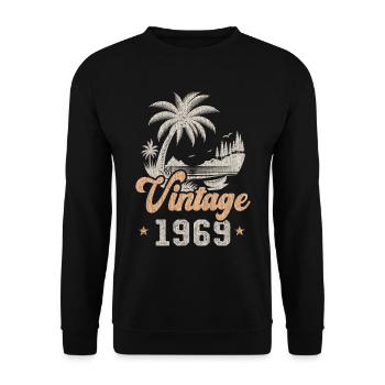 Anniversaire 1969 Palmiers - Sweat-shirt Unisexe - noir - Devant - Alina (178cm) & Michal (187cm)