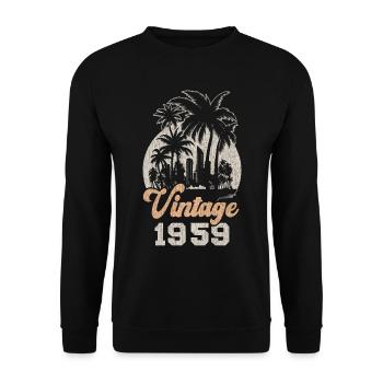 Vintage 1959 Birthday Palm Trees - Unisex Sweatshirt - black - Front - Alina (178cm) & Michal (187cm)