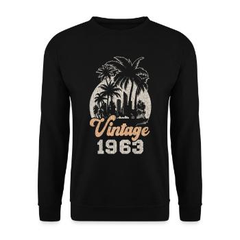 Vintage 1963 Birthday Palm Trees - Unisex Sweatshirt - black - Front - Alina (178cm) & Michal (187cm)