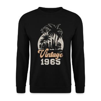 Millésime 1965 Anniversaire Palmiers - Sweat-shirt Unisexe - noir - Devant - Alina (178cm) & Michal (187cm)