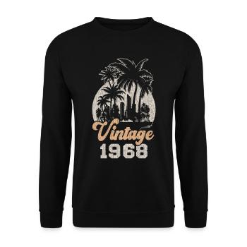 Vintage 1968 Birthday Palm Trees - Unisex Sweatshirt - black - Front - Alina (178cm) & Michal (187cm)