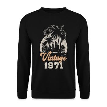 Millésime 1971 Anniversaire Palmiers - Sweat-shirt Unisexe - noir - Devant - Alina (178cm) & Michal (187cm)
