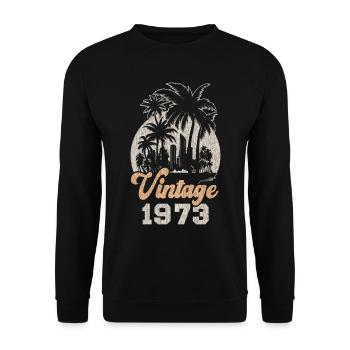 Millésime 1973 Anniversaire Palmiers - Sweat-shirt Unisexe - noir - Devant - Alina (178cm) & Michal (187cm)