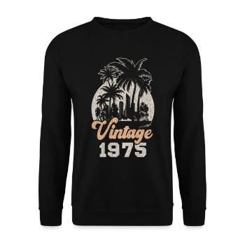 Vintage 1975 Birthday Palm Trees - Unisex Sweatshirt - black - Front - Alina (178cm) & Michal (187cm)