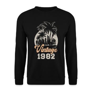 Millésime 1982 Anniversaire Palmiers - Sweat-shirt Unisexe - noir - Devant - Alina (178cm) & Michal (187cm)