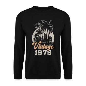 Vintage 1979 Birthday Palm Trees - Unisex Sweatshirt - black - Front - Alina (178cm) & Michal (187cm)