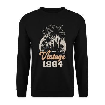 Vintage 1984 Birthday Palm Trees - Unisex Sweatshirt - black - Front - Alina (178cm) & Michal (187cm)
