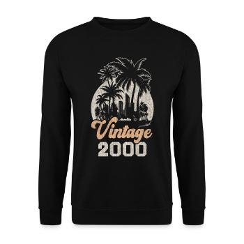 Vintage 2000 Birthday Palm Trees - Unisex Sweatshirt - black - Front - Alina (178cm) & Michal (187cm)
