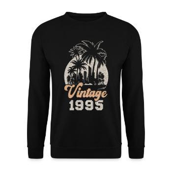 Vintage 1995 Birthday Palm Trees - Unisex Sweatshirt - black - Front - Alina (178cm) & Michal (187cm)
