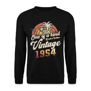Vintage 1954 Birthday Palm Trees - Unisex Sweatshirt - black - Front - Alina (178cm) & Michal (187cm)
