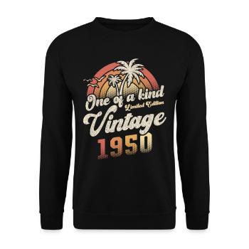 Vintage 1950's Birthday Palm Trees - Unisex Sweatshirt - black - Front - Alina (178cm) & Michal (187cm)