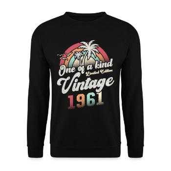 Vintage 1961 Birthday Palm Trees - Unisex Sweatshirt - black - Front - Alina (178cm) & Michal (187cm)