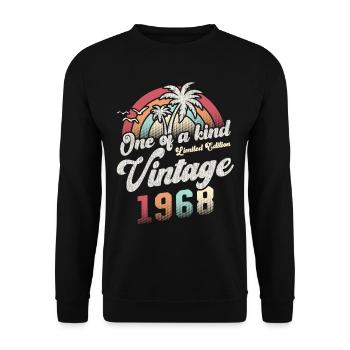 Vintage 1968 Birthday Palm Trees - Unisex Sweatshirt - black - Front - Alina (178cm) & Michal (187cm)