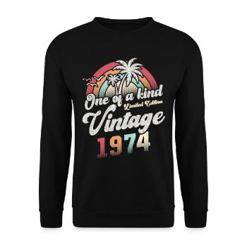 Vintage 1974 Birthday Palm Trees - Unisex Sweatshirt - black - Front - Alina (178cm) & Michal (187cm)
