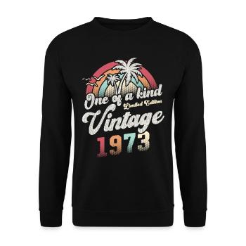Vintage 1973 Birthday Palm Trees - Unisex Sweatshirt - black - Front - Alina (178cm) & Michal (187cm)