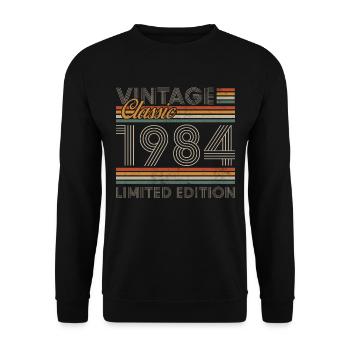Vinatge 1984 Cadeau d’anniversaire - Sweat-shirt Unisexe - noir - Devant - Alina (178cm) & Michal (187cm)