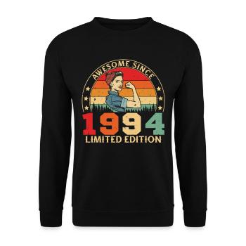 1994 Geburtstag Frau Limited Edition Vintage - Unisex Pullover - Schwarz - Vorne - Alina (178cm) & Michal (187cm)