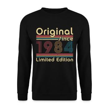 Vinatge 1984 Geburtstagsgeschenk - Unisex Pullover - Schwarz - Vorne - Alina (178cm) & Michal (187cm)