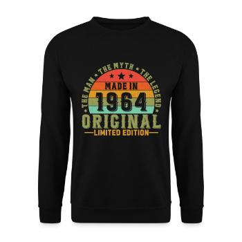 Vinatge 1964 Geburtstagsgeschenk - Unisex Pullover - Schwarz - Vorne - Alina (178cm) & Michal (187cm)