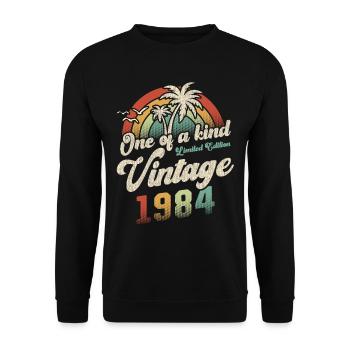 Vintage 1984 Birthday Palm Trees - Unisex Sweatshirt - black - Front - Alina (178cm) & Michal (187cm)