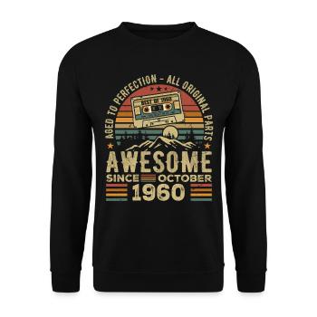 Octobre 1960 Cadeau D anniversaire Octobre 1960 - Sweat-shirt Unisexe - noir - Devant - Alina (178cm) & Michal (187cm)