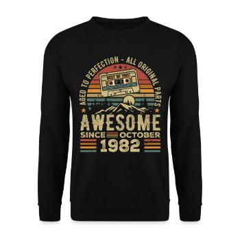 Octobre 1982 Cadeau D anniversaire Octobre 1982 - Sweat-shirt Unisexe - noir - Devant - Alina (178cm) & Michal (187cm)