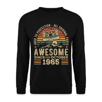 October 1965 Birthday Gift October 1965 - Unisex Sweatshirt - black - Front - Alina (178cm) & Michal (187cm)