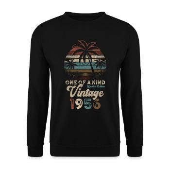 Millésime 1956 Anniversaire Palmiers - Sweat-shirt Unisexe - noir - Devant - Alina (178cm) & Michal (187cm)
