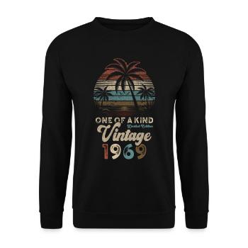Millésime 1969 Anniversaire Palmiers - Sweat-shirt Unisexe - noir - Devant - Alina (178cm) & Michal (187cm)