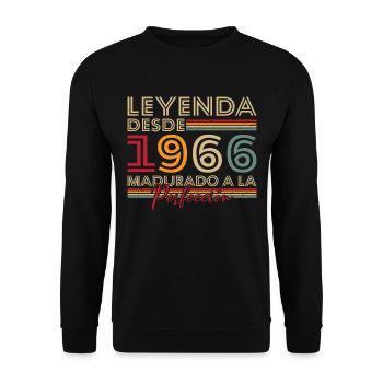 Legende seit 1966 Geburtstagsgeschenk - Unisex Pullover - Schwarz - Vorne - Alina (178cm) & Michal (187cm)