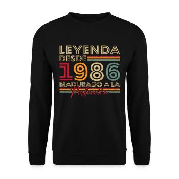 Legende seit 1986 Geburtstagsgeschenk - Unisex Pullover - Schwarz - Vorne - Alina (178cm) & Michal (187cm)