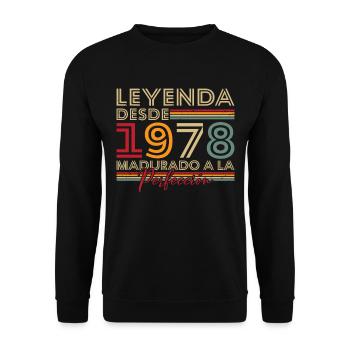 Legende seit 1978 Geburtstagsgeschenk - Unisex Pullover - Schwarz - Vorne - Alina (178cm) & Michal (187cm)