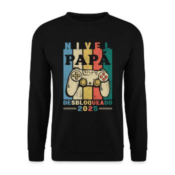 Dad 2025 Internship Funny Future Dad - Unisex Sweatshirt - black - Front - Alina (178cm) & Michal (187cm)