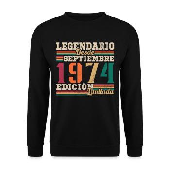 Legendary since 1974 September - Unisex Sweatshirt - black - Front - Alina (178cm) & Michal (187cm)