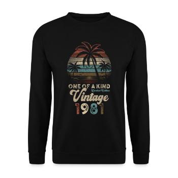 Vintage 1981 Geburtstag Palmen - Unisex Pullover - Schwarz - Vorne - Alina (178cm) & Michal (187cm)