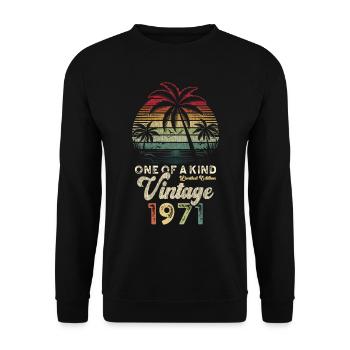 Millésime 1971 Anniversaire Palmiers - Sweat-shirt Unisexe - noir - Devant - Alina (178cm) & Michal (187cm)