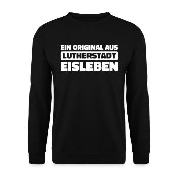 Deutsche Stadt Lutherstadt Eisleben - Unisex Pullover - Schwarz - Vorne - Alina (178cm) & Michal (187cm)