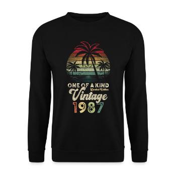 Millésime 1987 Anniversaire Palmiers - Sweat-shirt Unisexe - noir - Devant - Alina (178cm) & Michal (187cm)