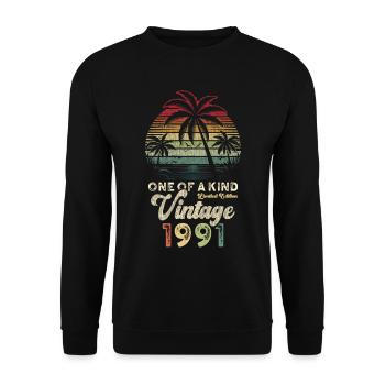Millésime 1991 Anniversaire Palmiers - Sweat-shirt Unisexe - noir - Devant - Alina (178cm) & Michal (187cm)