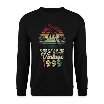 Vintage 1999 Geburtstag Palmen - Unisex Pullover - Schwarz - Vorne - Alina (178cm) & Michal (187cm)