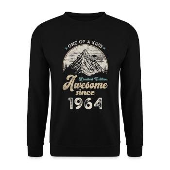 1964 Birthday Berge - Unisex Sweatshirt - black - Front - Alina (178cm) & Michal (187cm)
