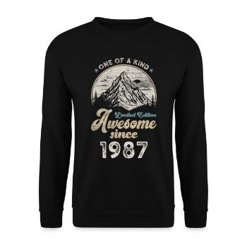 1987 Anniversaire Berge - Sweat-shirt Unisexe - noir - Devant - Alina (178cm) & Michal (187cm)
