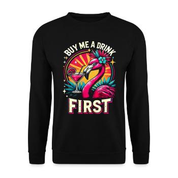 Pink flamingo summer outfit for drink lovers - Unisex Sweatshirt - black - Front - Alina (178cm) & Michal (187cm)