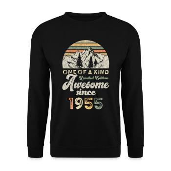 1955 Birthday Berge - Unisex Sweatshirt - black - Front - Alina (178cm) & Michal (187cm)