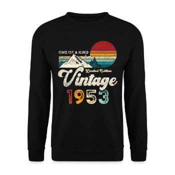 Millésime 1953 Anniversaire Montagnes - Sweat-shirt Unisexe - noir - Devant - Alina (178cm) & Michal (187cm)