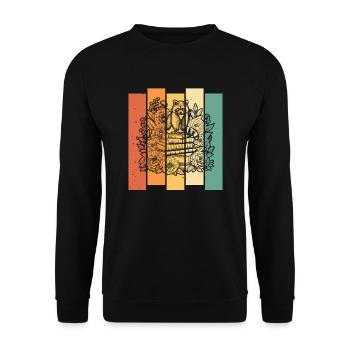 Raccoon Flower Book Reader Floral Cottagecore - Unisex Sweatshirt - black - Front - Alina (178cm) & Michal (187cm)