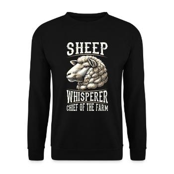 Shepherd Sheep Chief of the Farm - Unisex Sweatshirt - black - Front - Alina (178cm) & Michal (187cm)