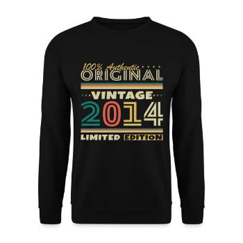 2014 Vintage Retro Geburtstagsgeschenk - Unisex Pullover - Schwarz - Vorne - Alina (178cm) & Michal (187cm)