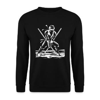 Hockey Hockey Ninja - Unisex Sweatshirt - black - Front - Alina (178cm) & Michal (187cm)